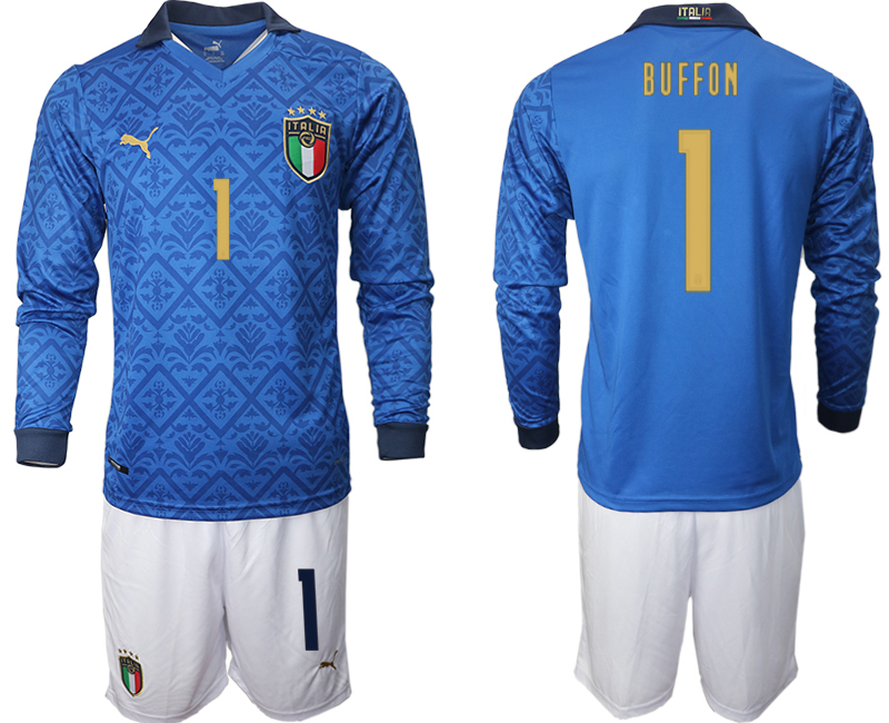 Men 2021 European Cup Italy home Long sleeve #1 soccer jerseys->italy jersey->Soccer Country Jersey